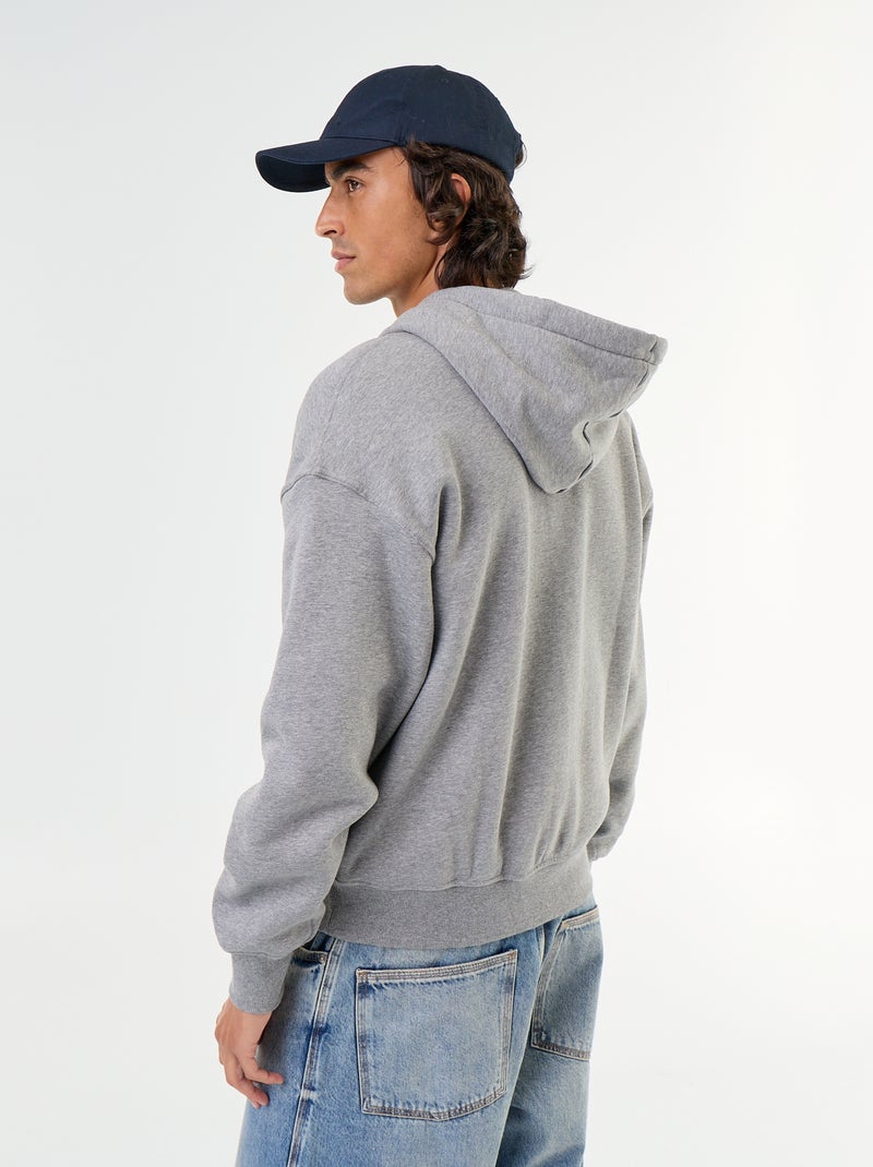 effen hoodie met rits Grijs - Kiabi