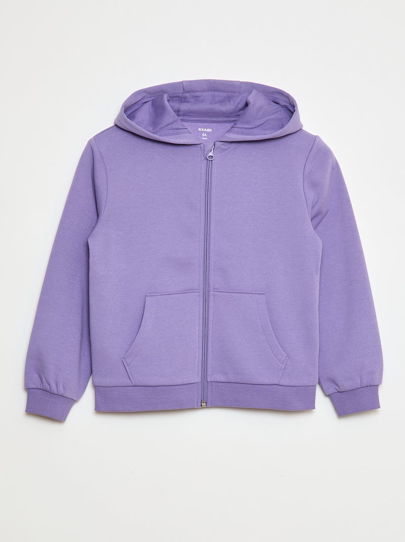 Effen hoodie met rits Paars - Kiabi