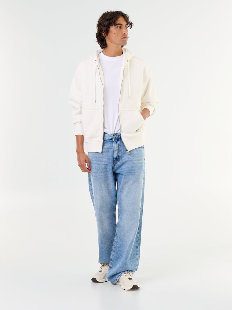 effen hoodie met rits Wit - Kiabi