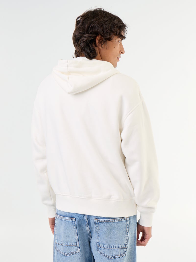 effen hoodie met rits Wit - Kiabi