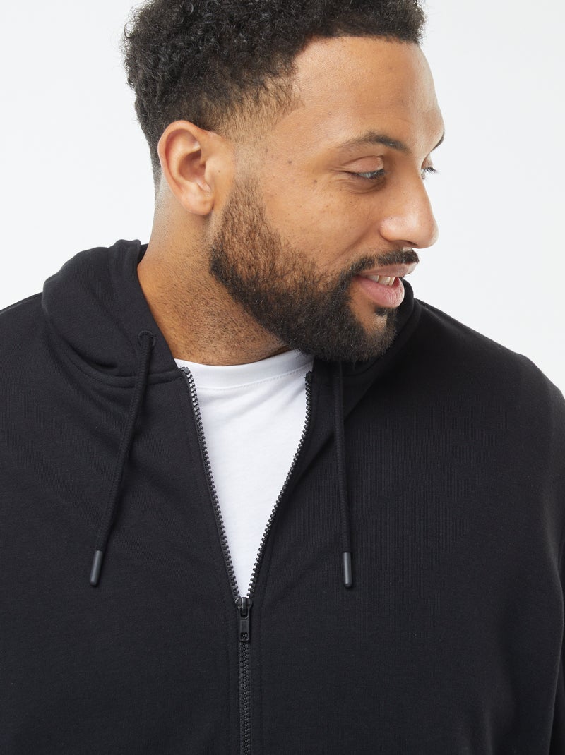 Effen hoodie met rits zwart - Kiabi