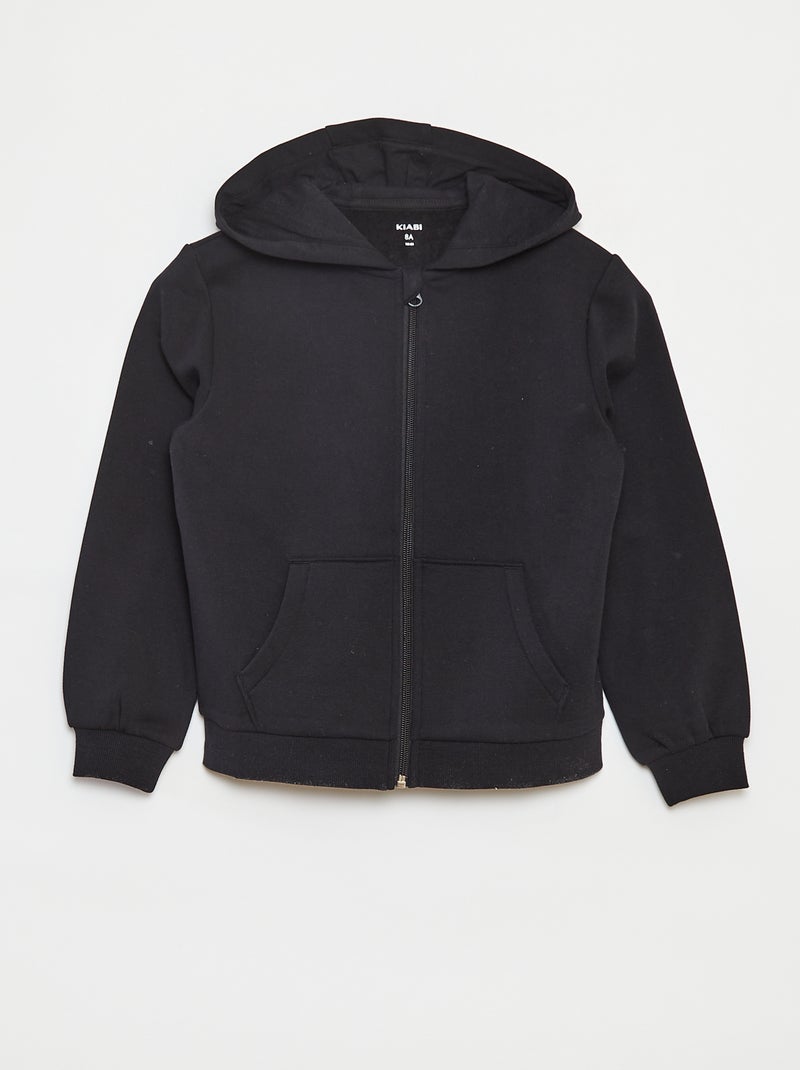 Effen hoodie met rits zwart - Kiabi
