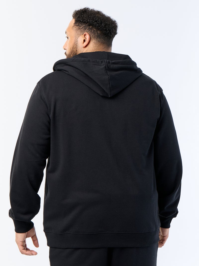 Effen hoodie met rits Zwart - Kiabi