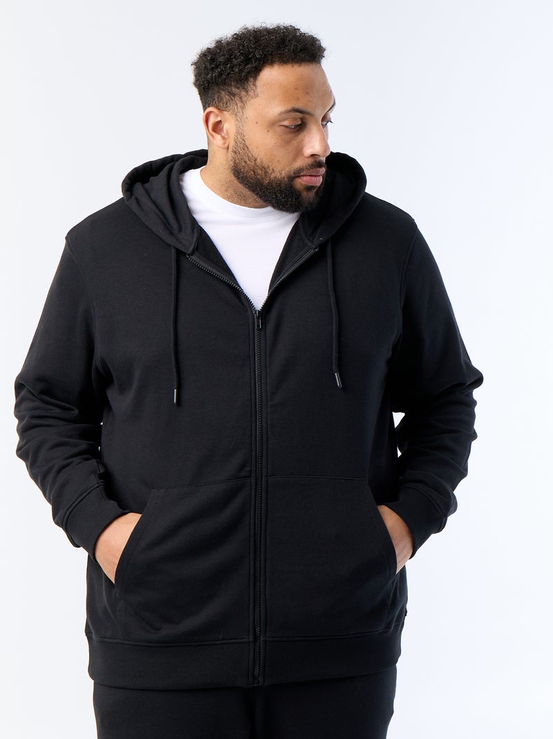 Effen hoodie met rits Zwart - Kiabi