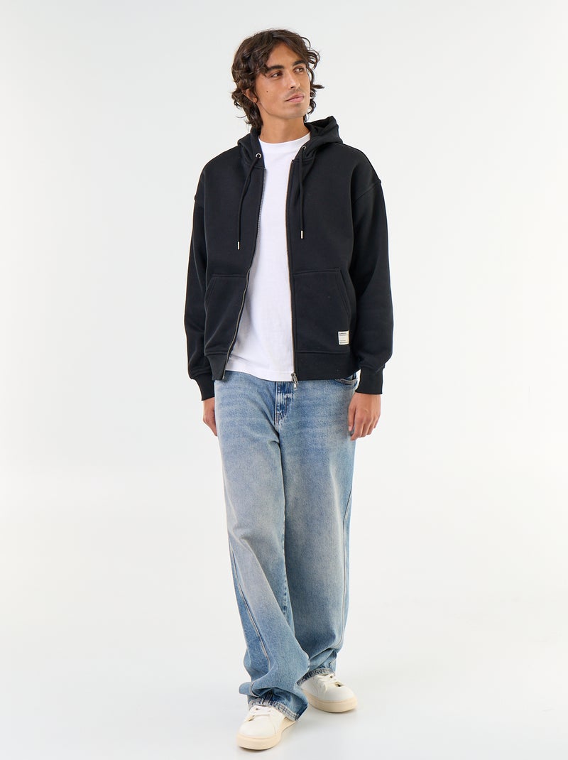 effen hoodie met rits Zwart - Kiabi
