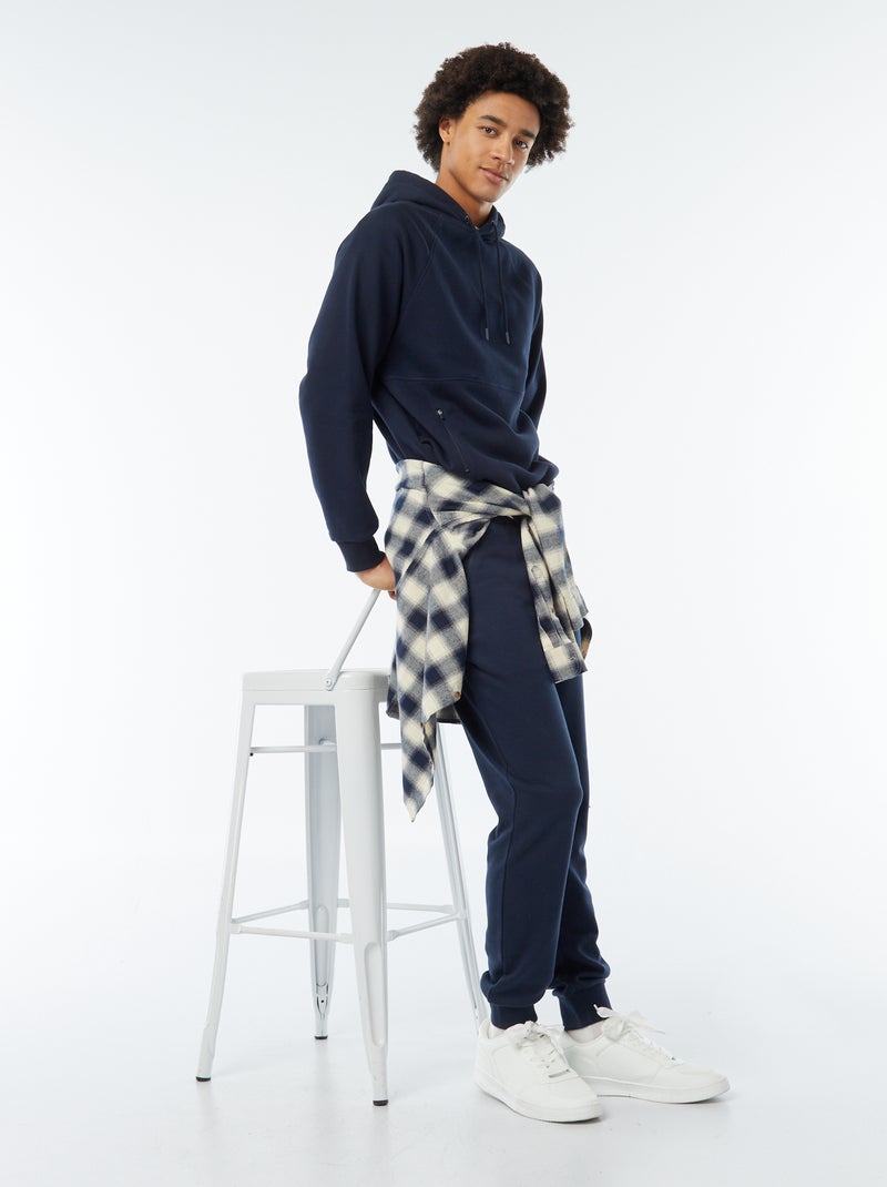 Effen hoodie met zakken met ritsje Blauw - Kiabi