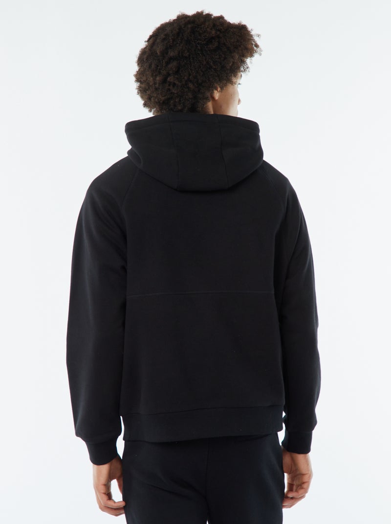 Effen hoodie met zakken met ritsje zwart - Kiabi