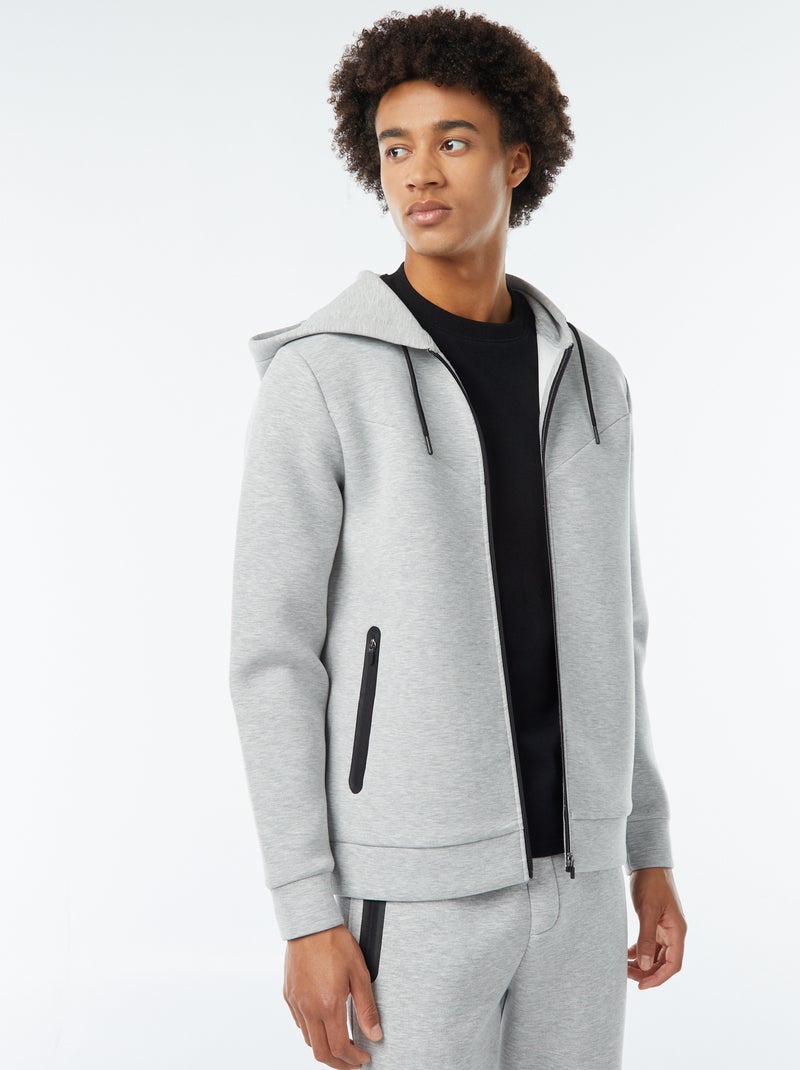 Effen hoodie van neopreenachtige stof Grijs - Kiabi