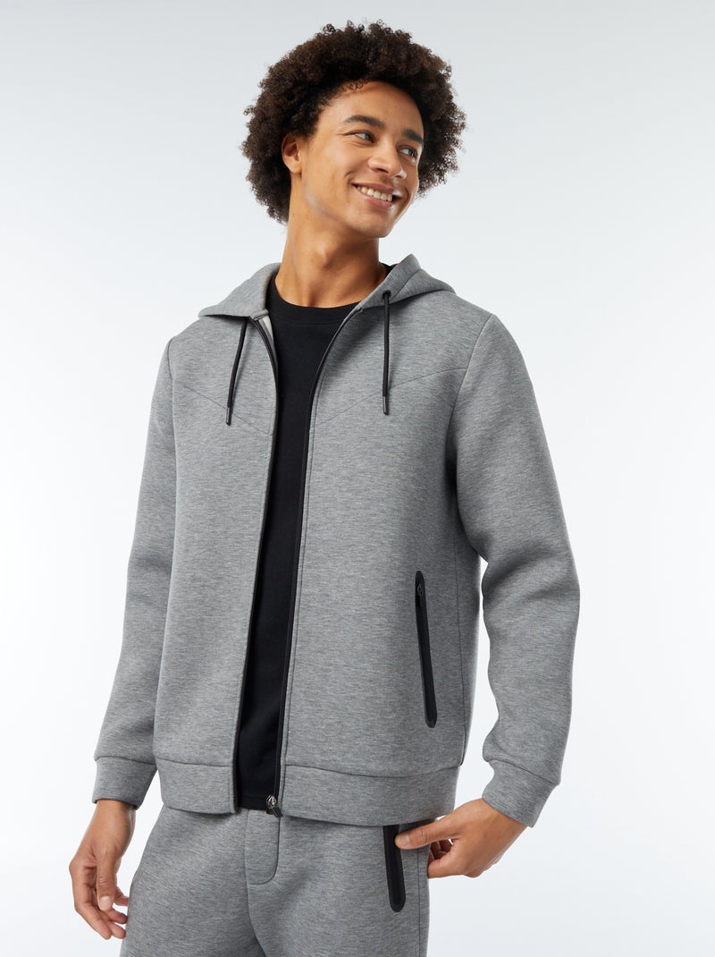 Effen hoodie van neopreenachtige stof Grijs - Kiabi