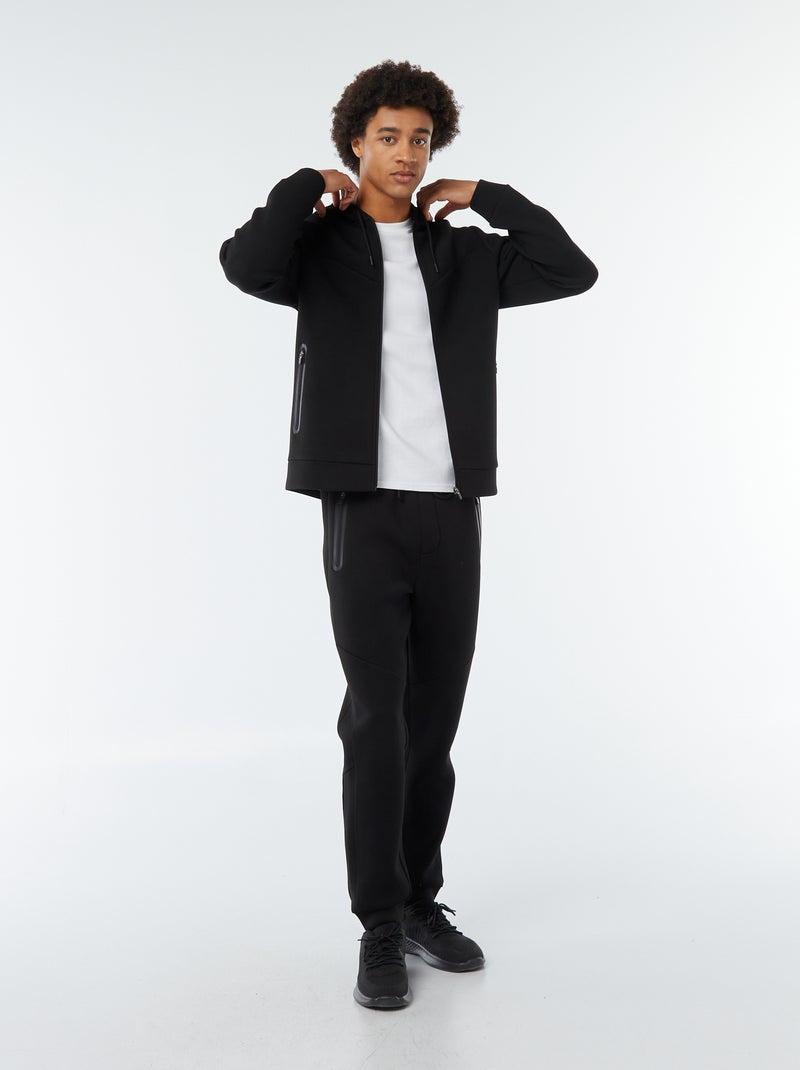 Effen hoodie van neopreenachtige stof zwart - Kiabi