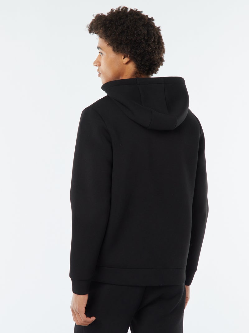 Effen hoodie van neopreenachtige stof zwart - Kiabi