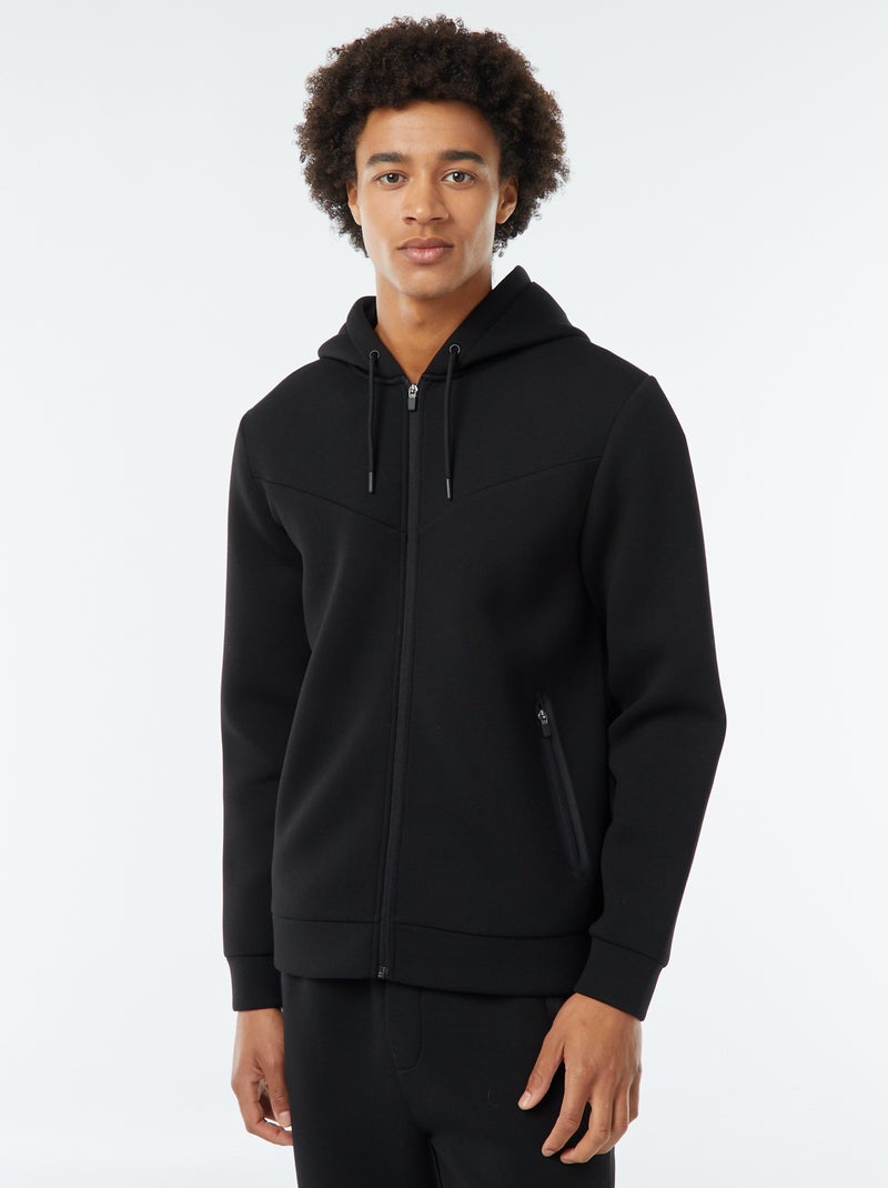 Effen hoodie van neopreenachtige stof zwart - Kiabi