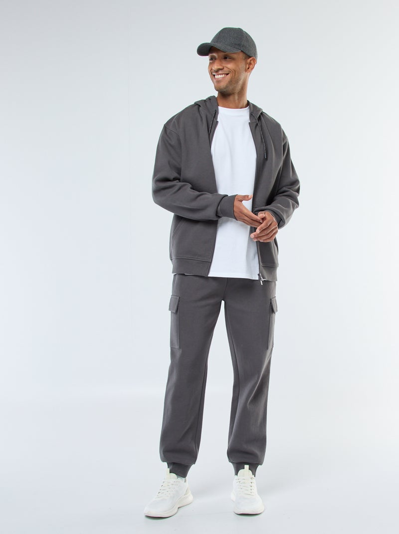 Effen hoodie van piquétricot Grijs - Kiabi