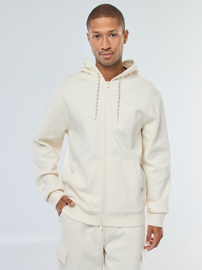 Effen hoodie van piquétricot Wit - Kiabi