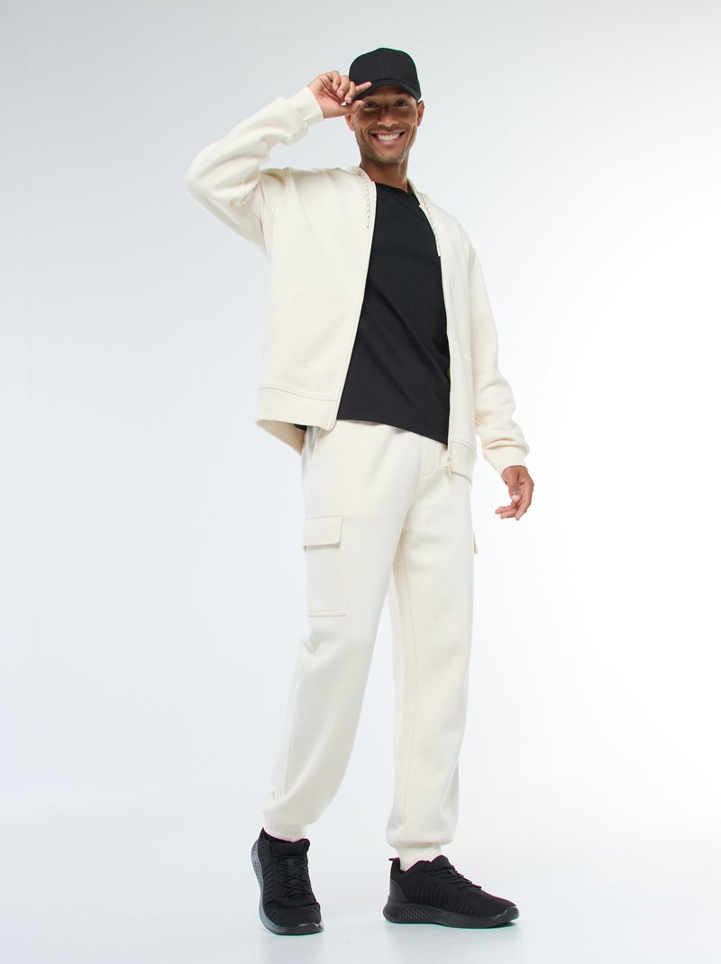 Effen hoodie van piquétricot Wit - Kiabi