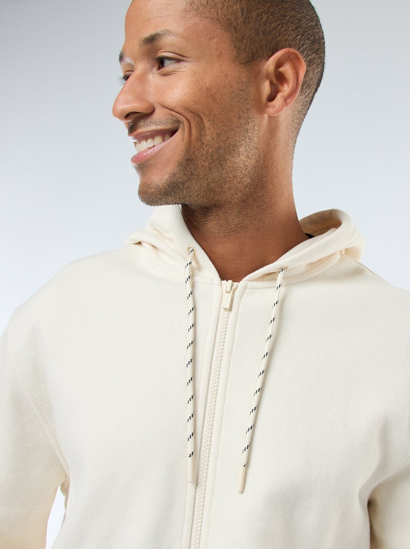 Effen hoodie van piquétricot Wit - Kiabi