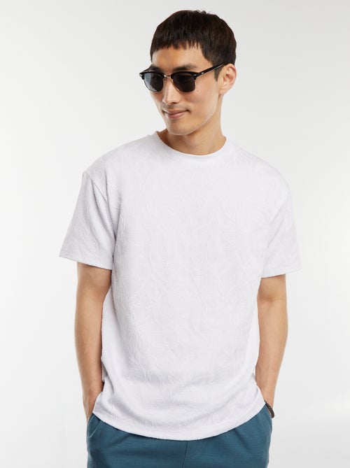 Effen jacquard T-shirt met korte mouw - Kiabi
