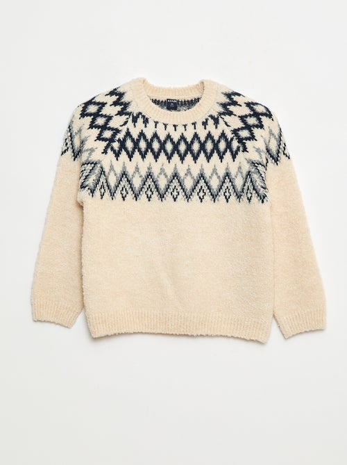 Effen jacquardtrui met ronde hals - Kiabi