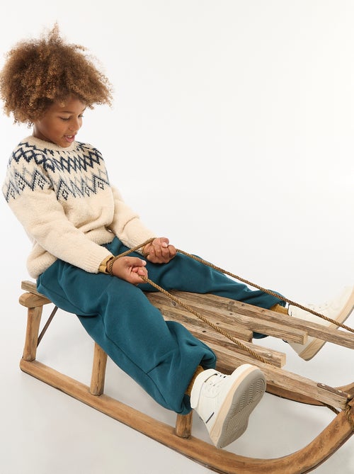 Effen jacquardtrui met ronde hals - Kiabi