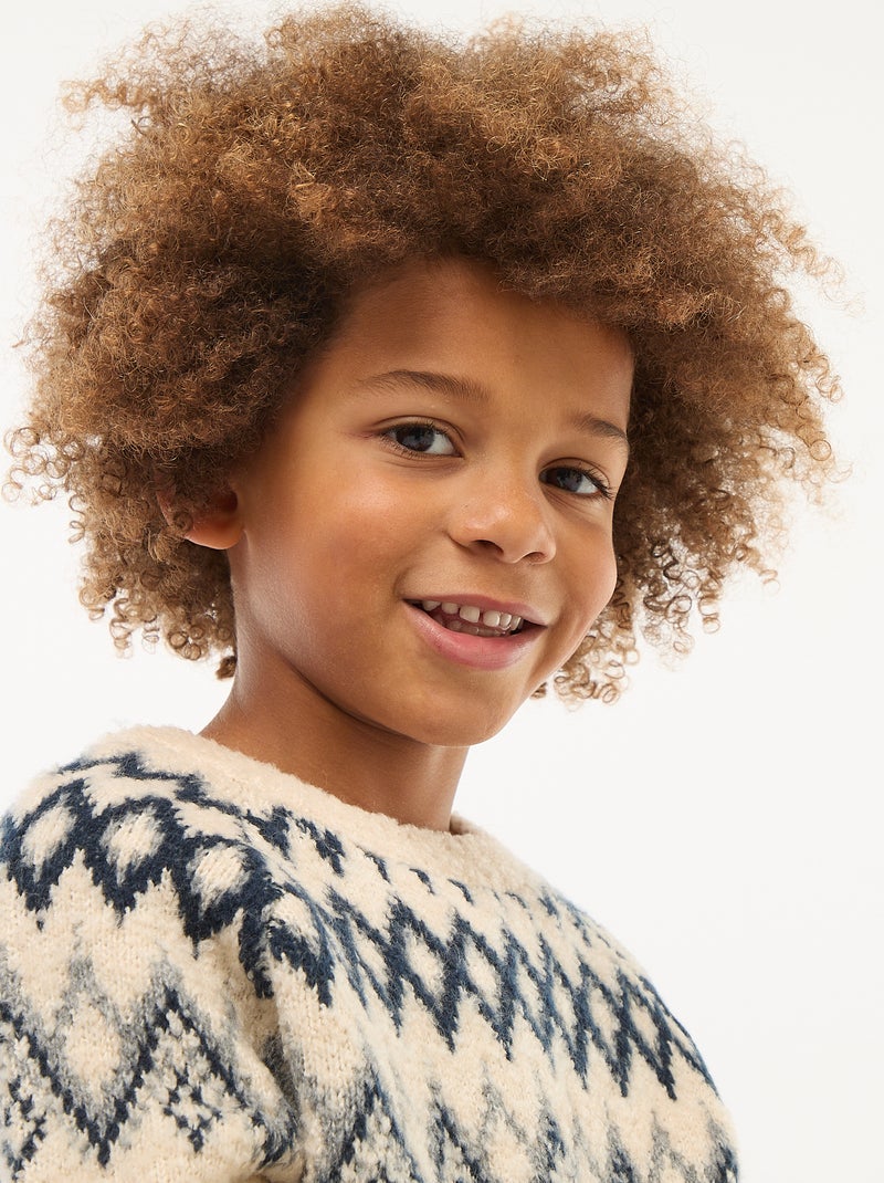 Effen jacquardtrui met ronde hals Grijs - Kiabi