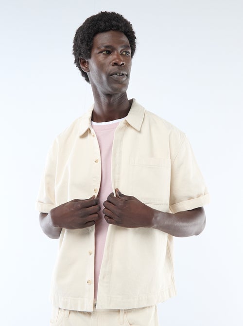 Effen jeans hemd met korte mouwen - Kiabi