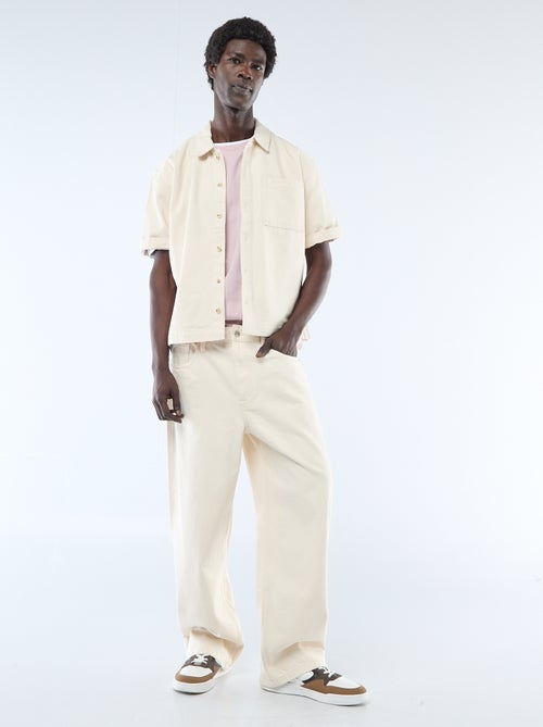 Effen jeans hemd met korte mouwen - Kiabi