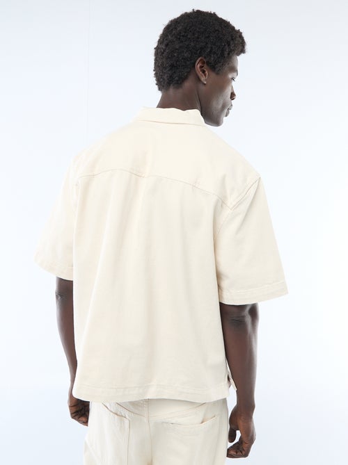 Effen jeans hemd met korte mouwen - Kiabi