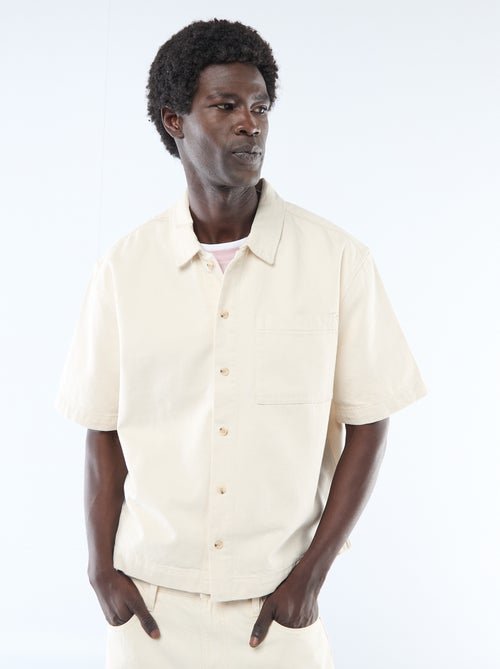Effen jeans hemd met korte mouwen - Kiabi