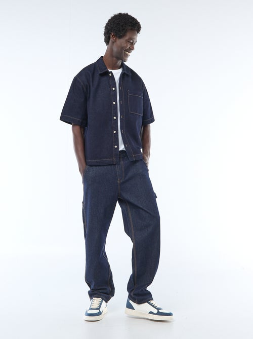 Effen jeans hemd met korte mouwen - Kiabi