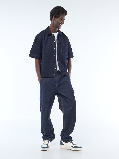 Effen jeans hemd met korte mouwen - Kiabi