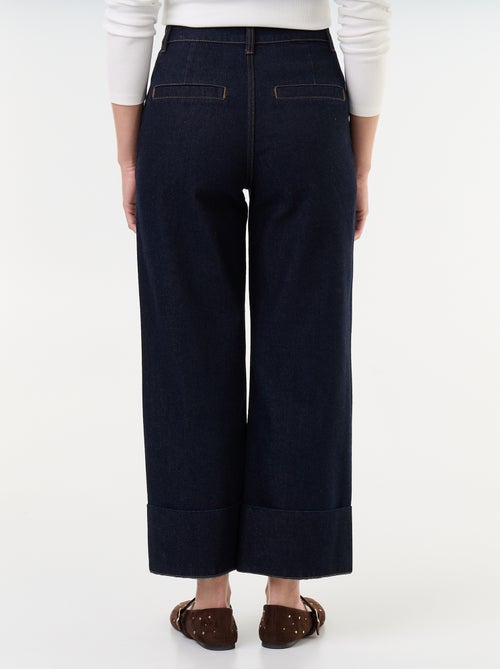 Effen jeans met brede omslagen aan de onderkant - Kiabi