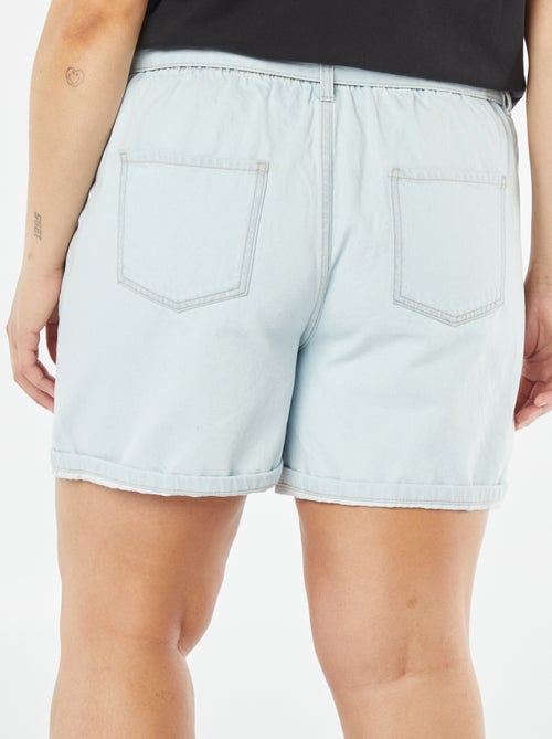 Effen jeansshort met riem - Kiabi