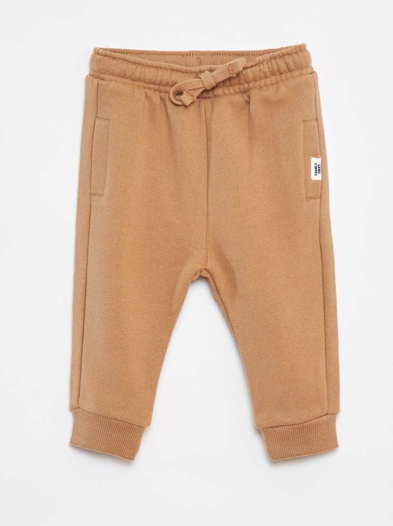 Effen joggingbroek met elastische tailleband Biege - Kiabi