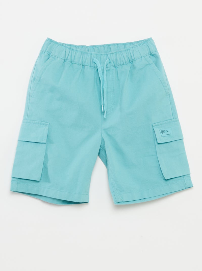 Effen joggingbroek met zakken met klepje BLAUW - Kiabi