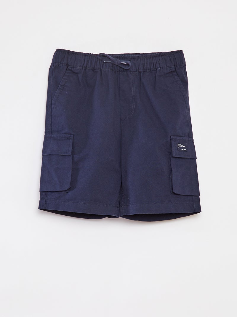 Effen joggingbroek met zakken met klepje BLAUW - Kiabi