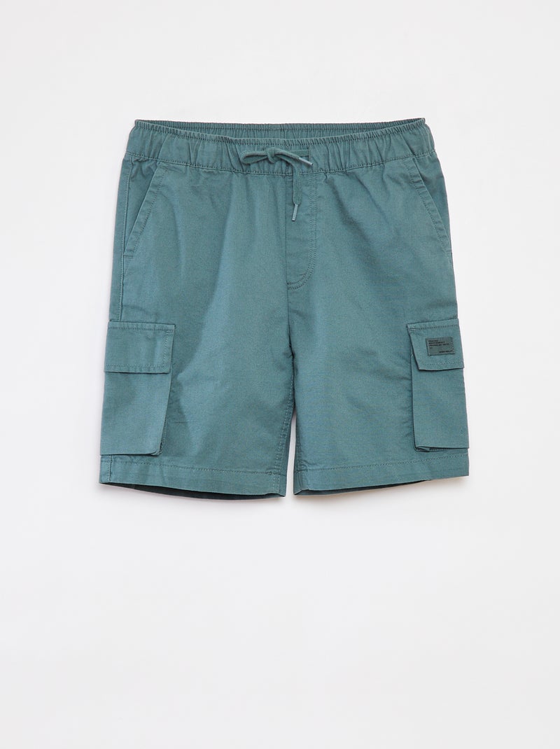 Effen joggingbroek met zakken met klepje GROEN - Kiabi