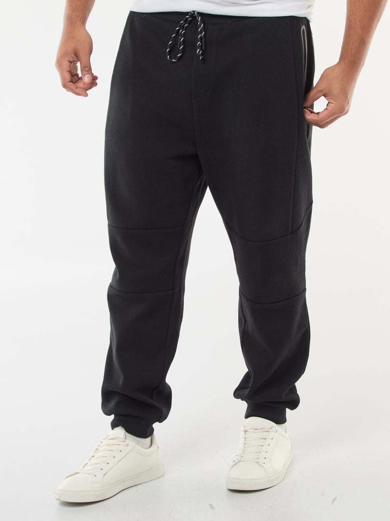 Effen joggingbroek van katoenen piquétricot zwart - Kiabi