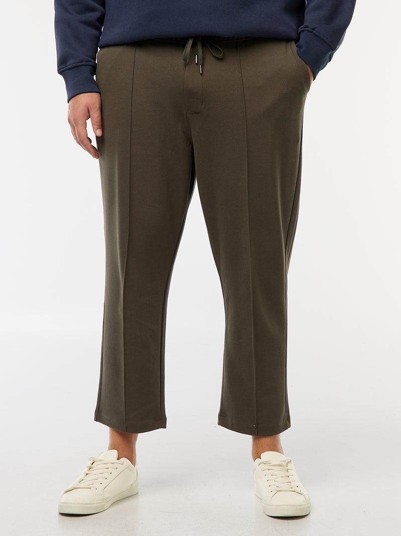 Effen joggingbroek van piquétricot Kaki - Kiabi