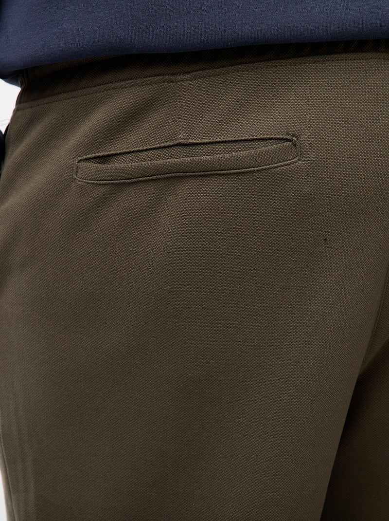 Effen joggingbroek van piquétricot Kaki - Kiabi