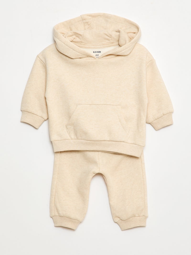 Effen joggingpak van sweatstof - Sweater + broek - 2-delig Biege - Kiabi