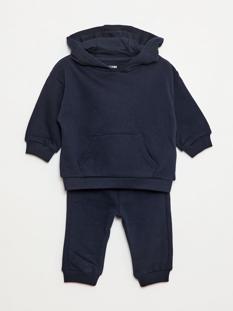 Effen joggingpak van sweatstof - Sweater + broek - 2-delig Blauw - Kiabi
