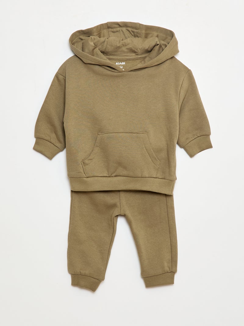 Effen joggingpak van sweatstof - Sweater + broek - 2-delig Groen - Kiabi