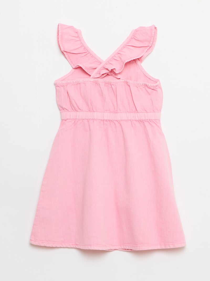 Effen jurk met bandjes met ruches Rose - Kiabi