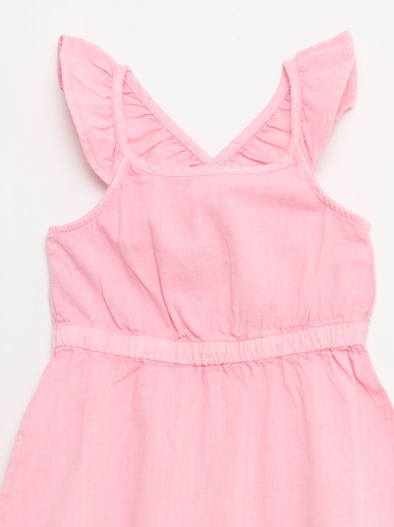 Effen jurk met bandjes met ruches Rose - Kiabi