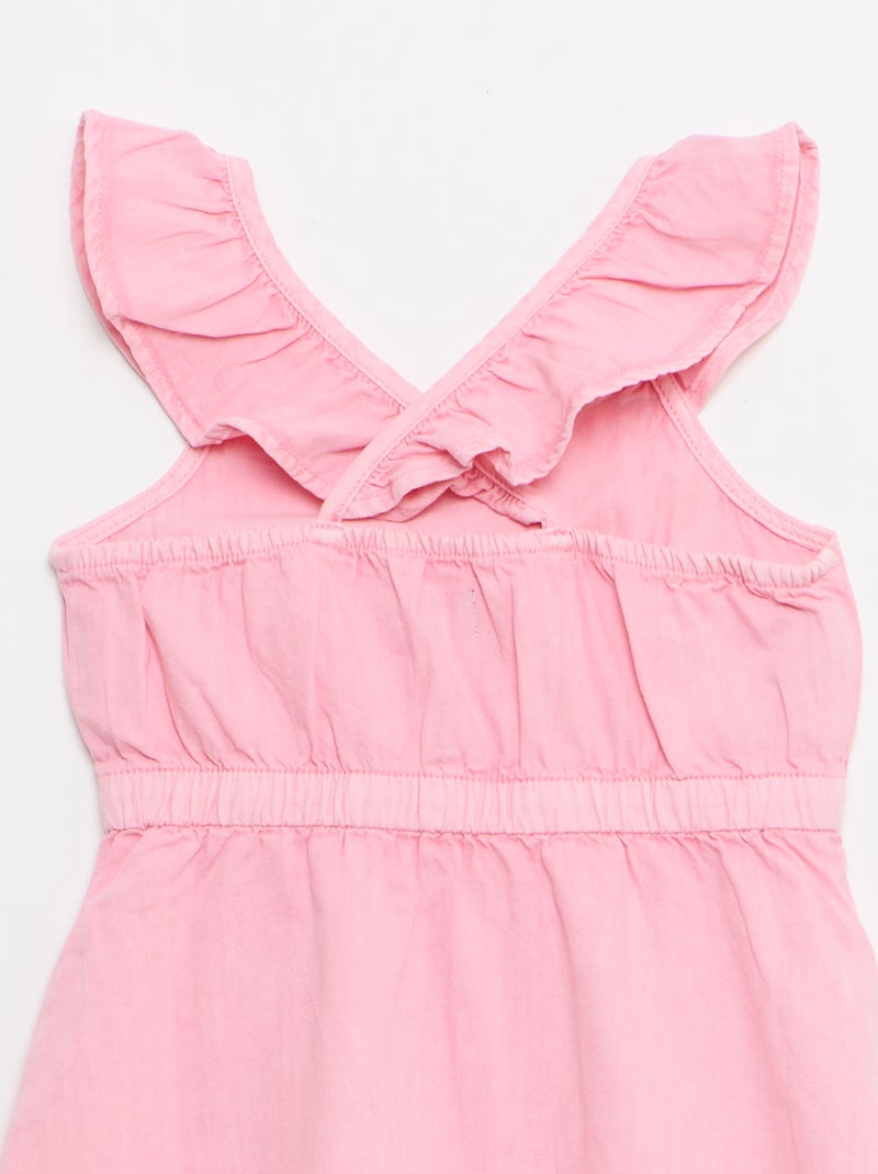 Effen jurk met bandjes met ruches Rose - Kiabi