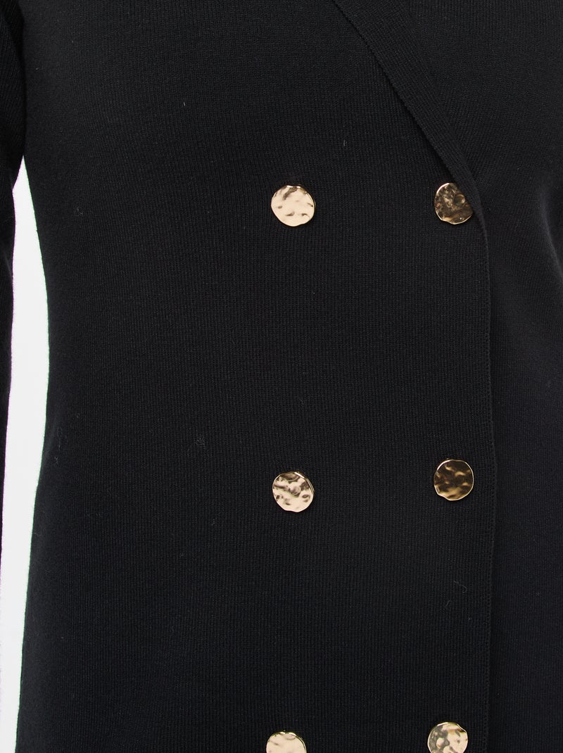 Effen jurk met dubbele knopenrij zwart - Kiabi