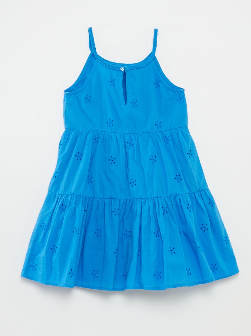 Effen jurk met gevlochten bandjes blauw - Kiabi