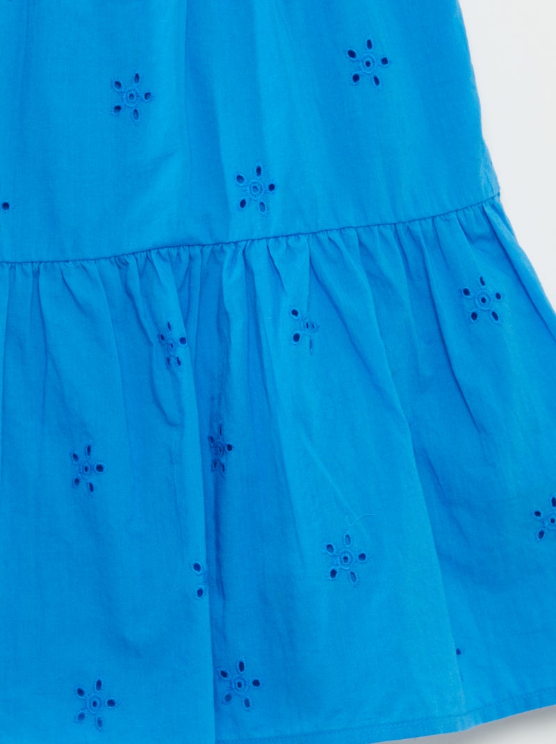 Effen jurk met gevlochten bandjes blauw - Kiabi