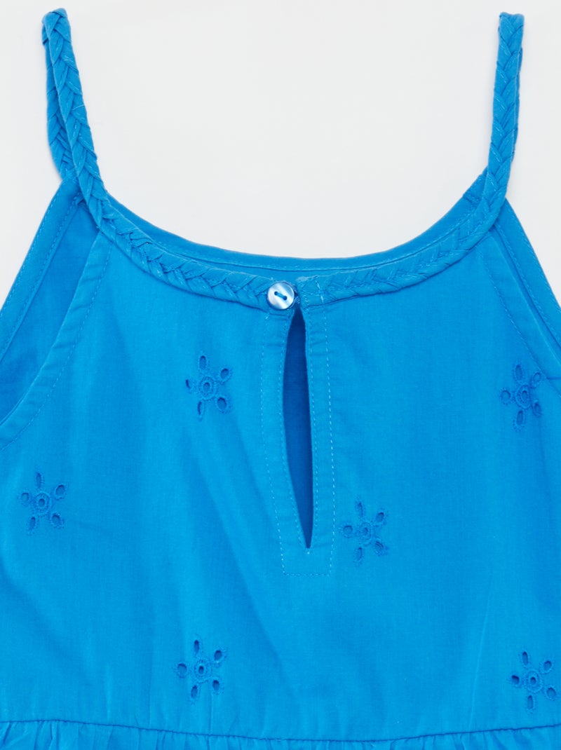 Effen jurk met gevlochten bandjes blauw - Kiabi