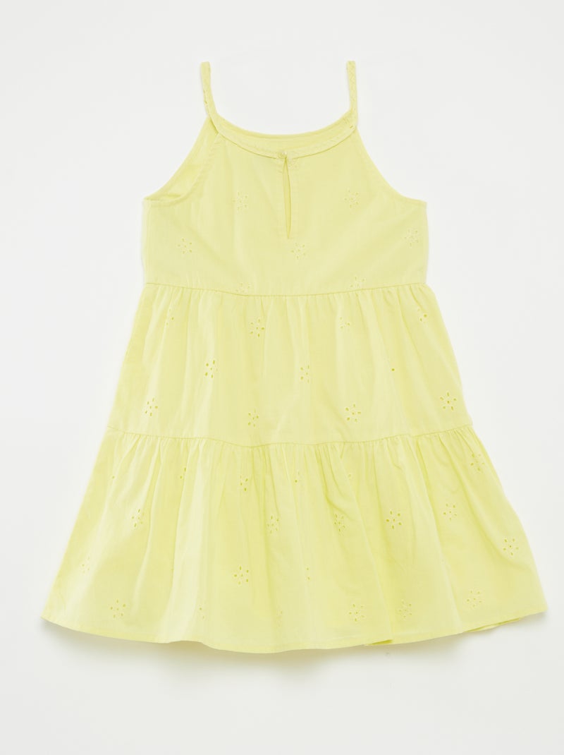 Effen jurk met gevlochten bandjes geel - Kiabi